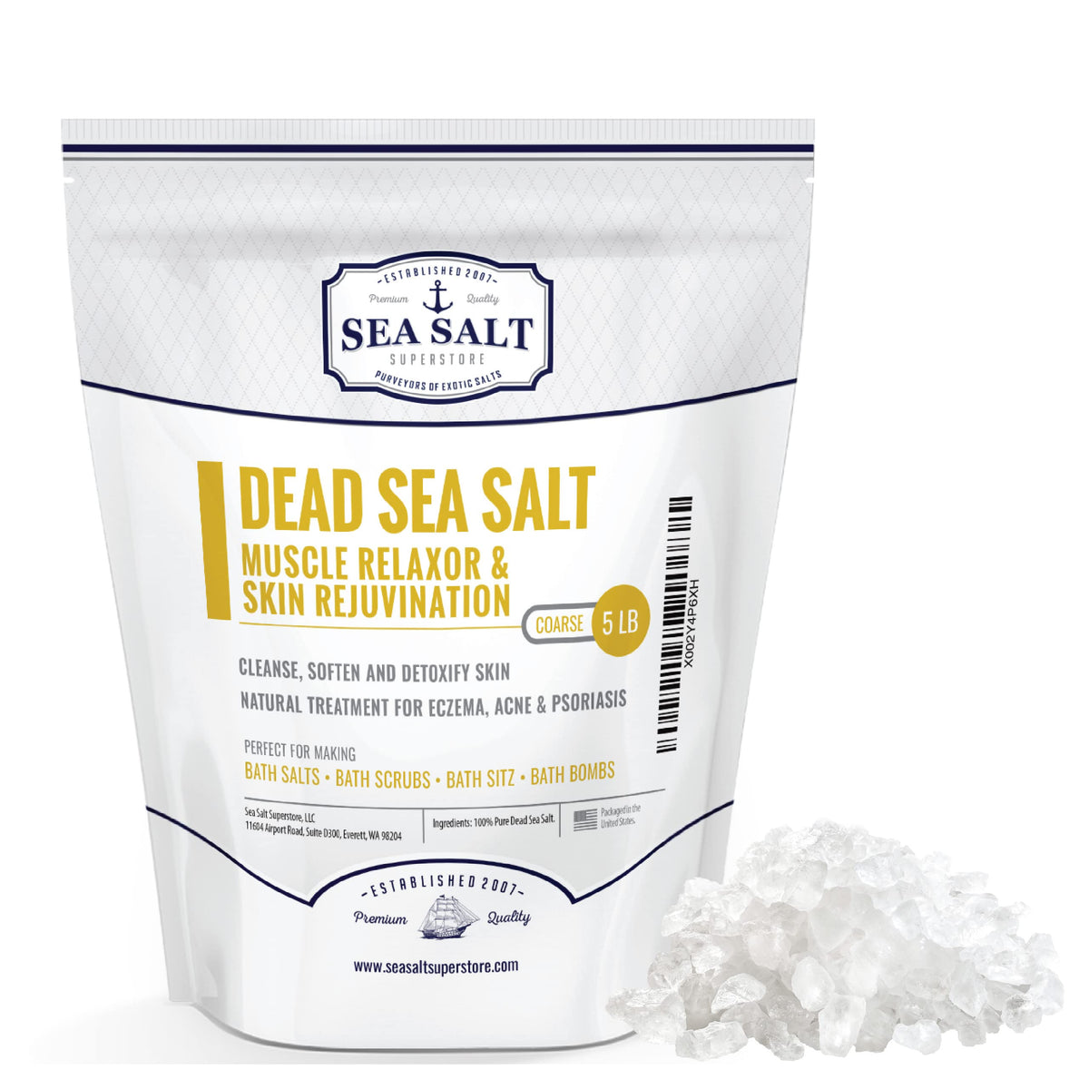 Dead Sea Bath Salt, Coarse - 5 lb Bag 2-Pack