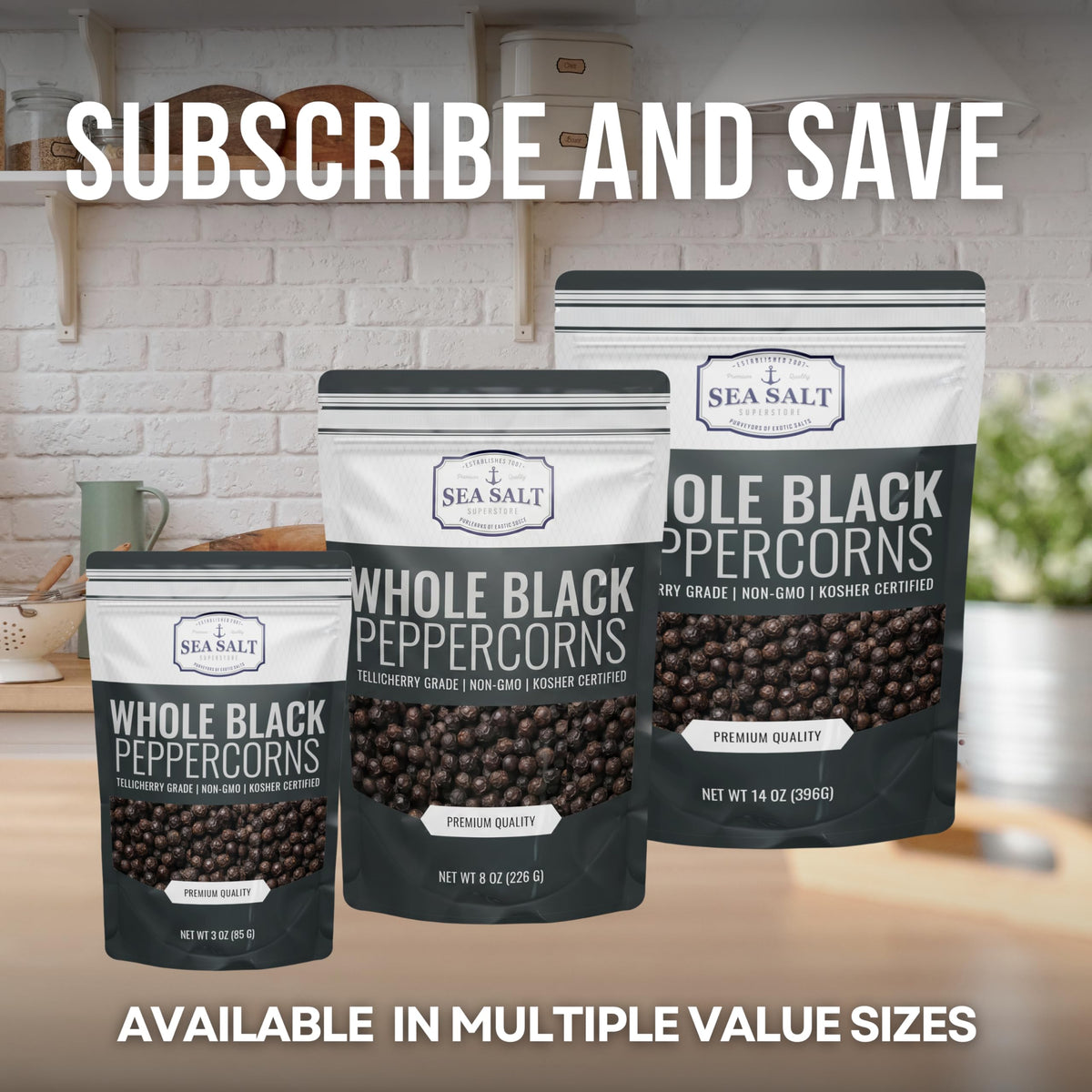 Whole Black Peppercorns - Grinder Refill