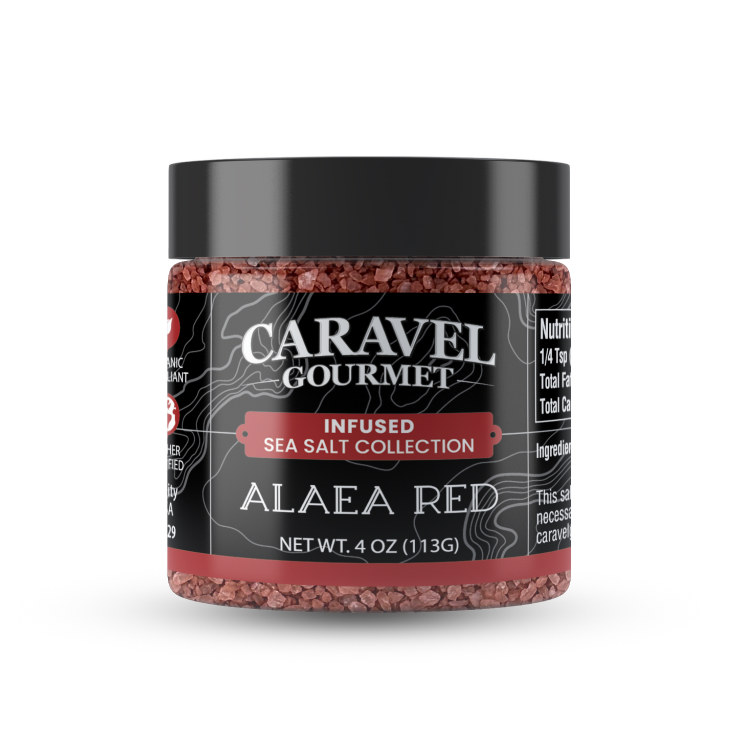 Alaea Red Sea Salt - Chef Jar by Caravel Gourmet, 4 oz of volcanic clay-infused Hawaiian sea salt.