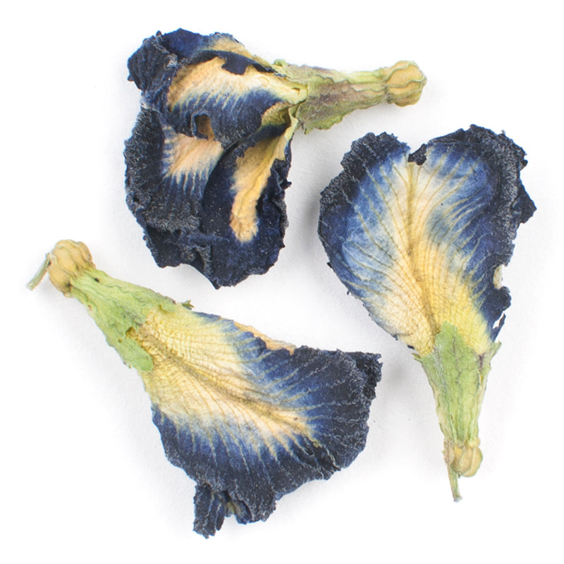 BUTTERFLY PEA FLOWERS - 10 lb bag / box each, whole dried blossoms with vibrant blue hue and color-changing properties.