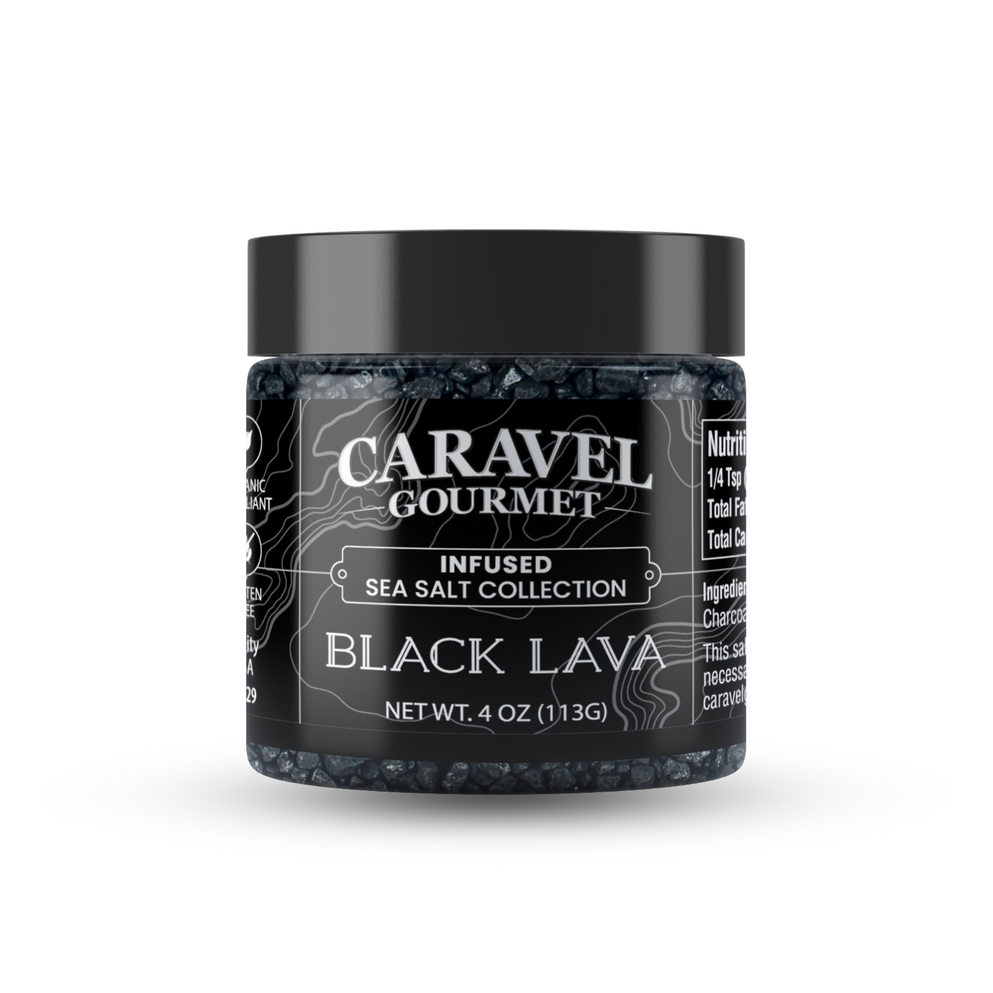 Black Lava Sea Salt - Chef Jar in a stylish container, showcasing its unique jet-black color and gourmet appeal.
