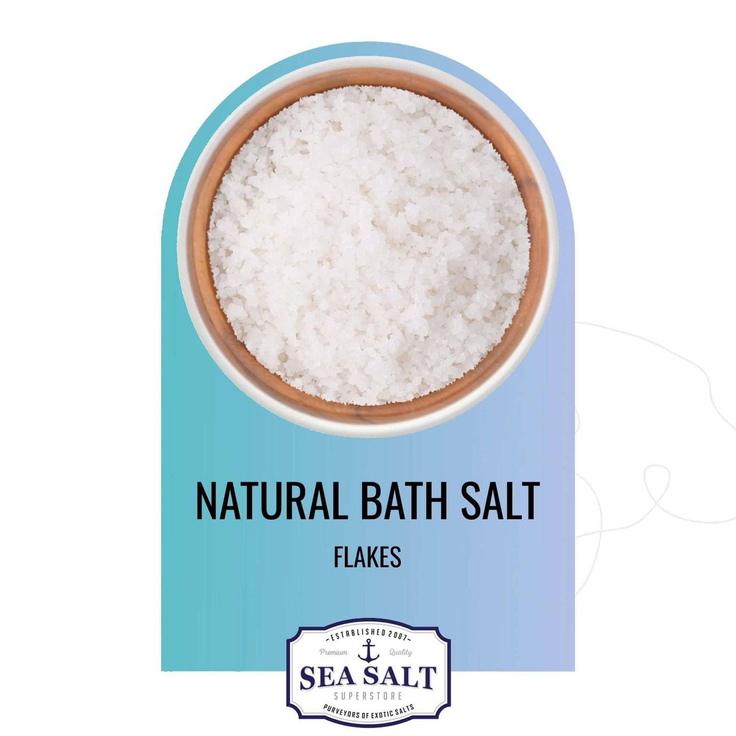 Natural Bath Salt - Flakes in a bowl, showcasing high quality sea salt for bath and spa applications.