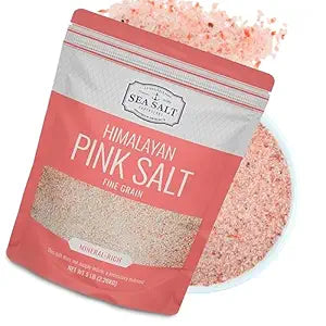 Pink Himalayan Fine - 5 lb Pouch of mineral-rich salt in a resealable bag with fine grain texture.