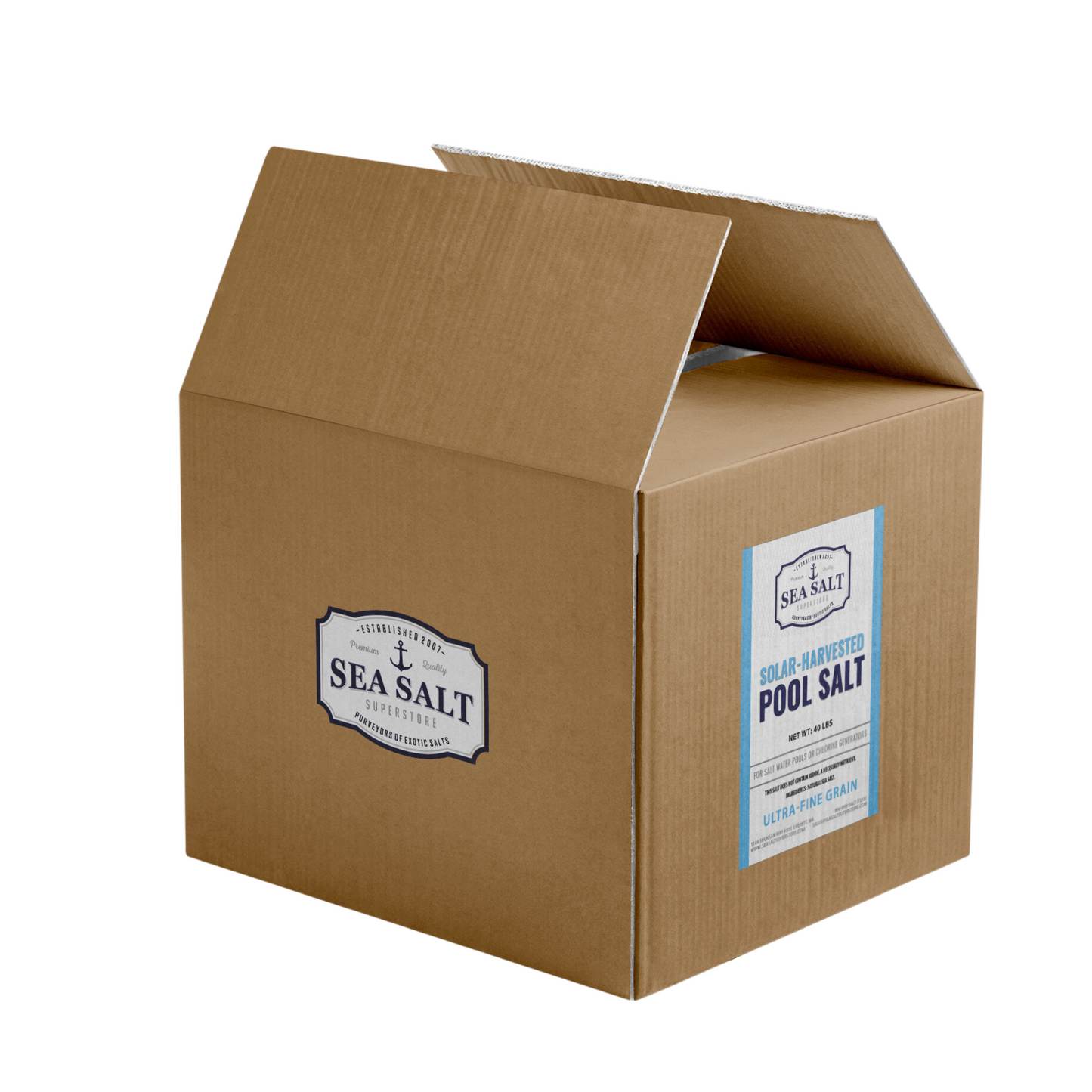 Pool Salt 40 lb Bag in Box - Ultra-pure sea salt for hot tubs and salt water systems.