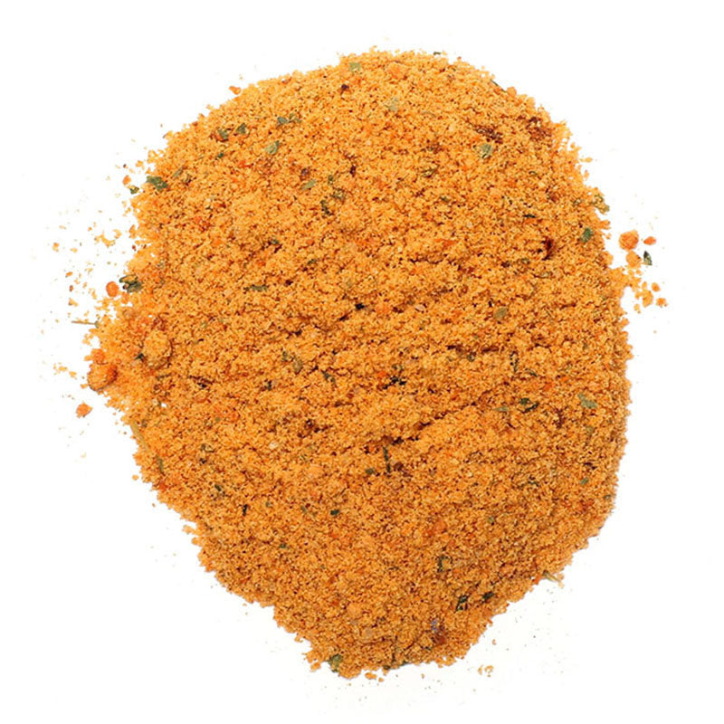 SPICY GARLIC & PARMESAN TOPPER - 25 lb bag / box each, a flavorful seasoning blend.