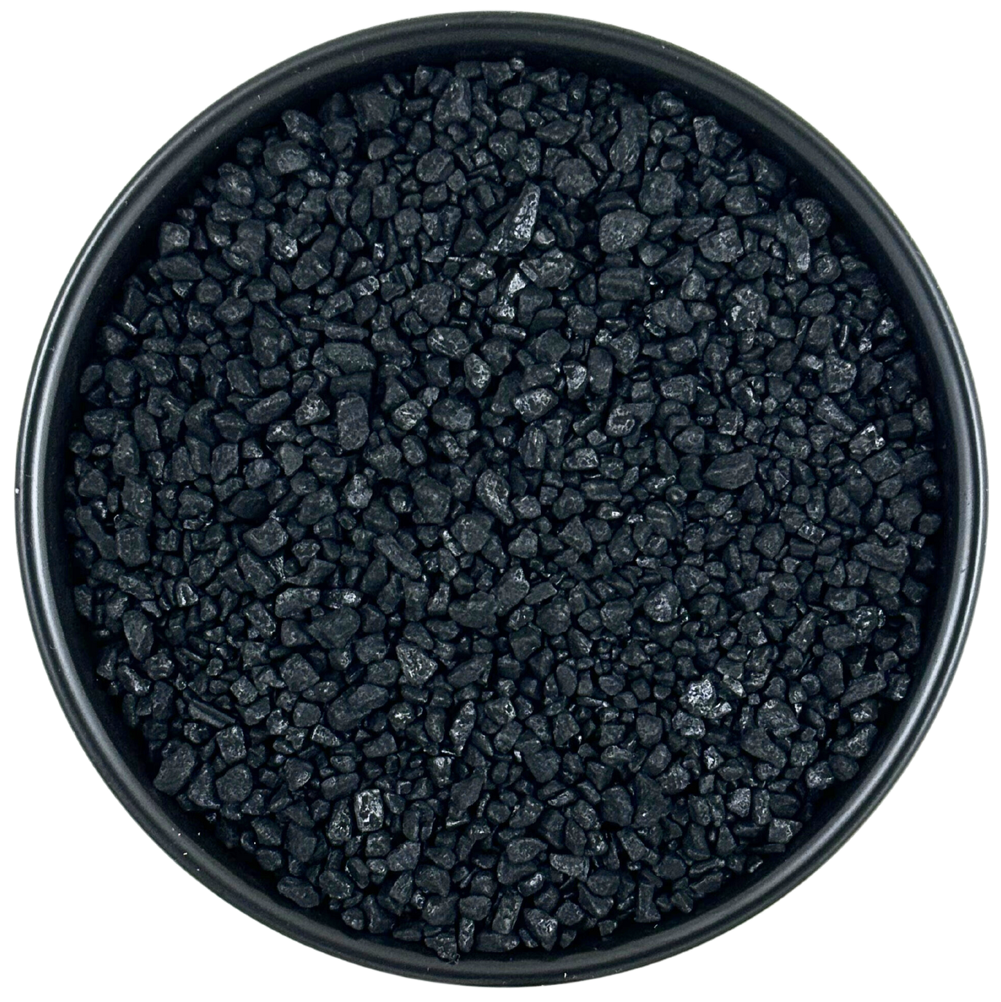 Hawaiian Style Black Lava Sea Salt - Chef Pinch Jar - Case Pack - 8 units in a round container showing jet-black crystals.