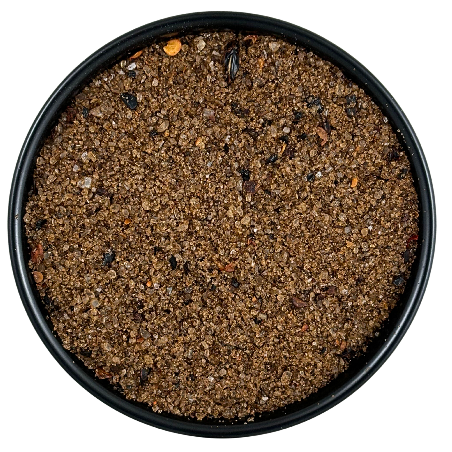 Smoked Bacon Chipotle Sea Salt - Chef Pinch Jar - Case Pack - 8 units in a black jar, showing the rich blend of seasoning.