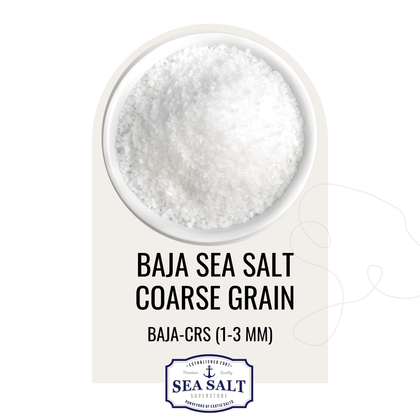 Natural Sea Salt - Coarse Grain in a bowl, showcasing its coarse grain texture and all-natural quality.