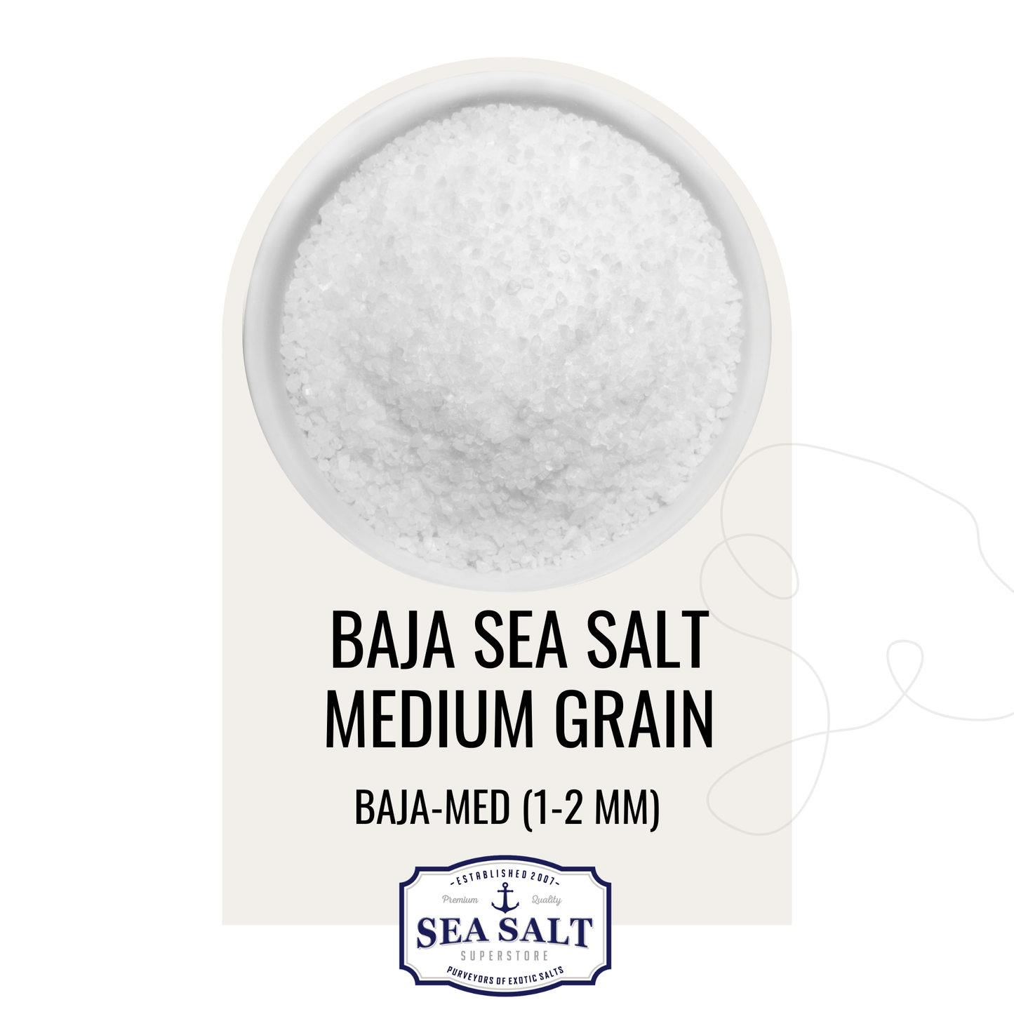 Natural Sea Salt - Medium Grain in a bowl showcasing its medium grain texture and purity.