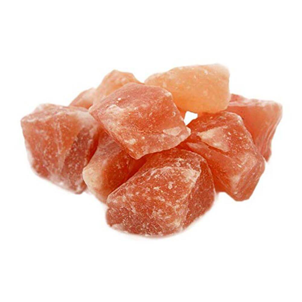 Himalayan Pink Salt Stones in various sizes, showcasing their natural pink color and mineral-rich texture.