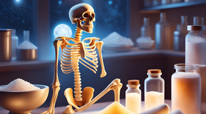 Salt and Bone Density: Is There a Connection? Skeleton surrounded by salt containers and sugar bowls.