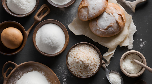 The Importance of Salt in Baking with various ingredients like flour, sugar, salt, and eggs in wooden bowls.