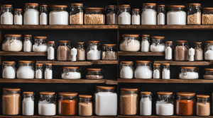 How to Store Salt Long-Term: Tips for Preppers jars filled with various spices and salts on wooden shelves.