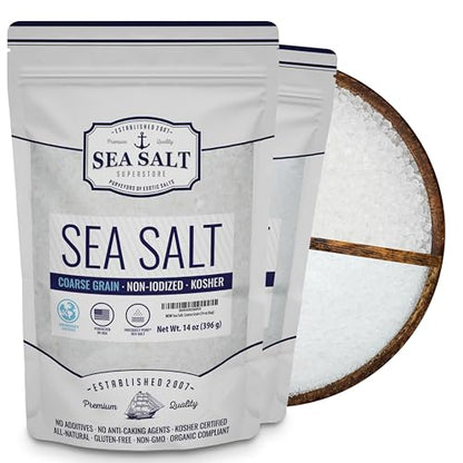 Fine and Coarse Grain Sea Salt 14 oz 2-Pack