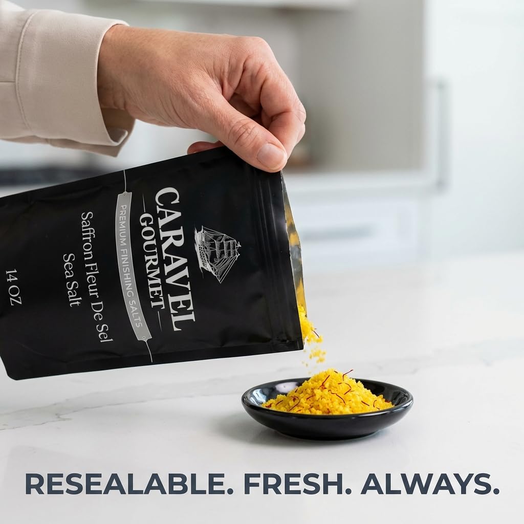 Saffron Fleur de Sel - 14 oz Pouch