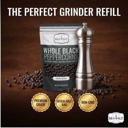 Whole Black Peppercorns - Grinder Refill