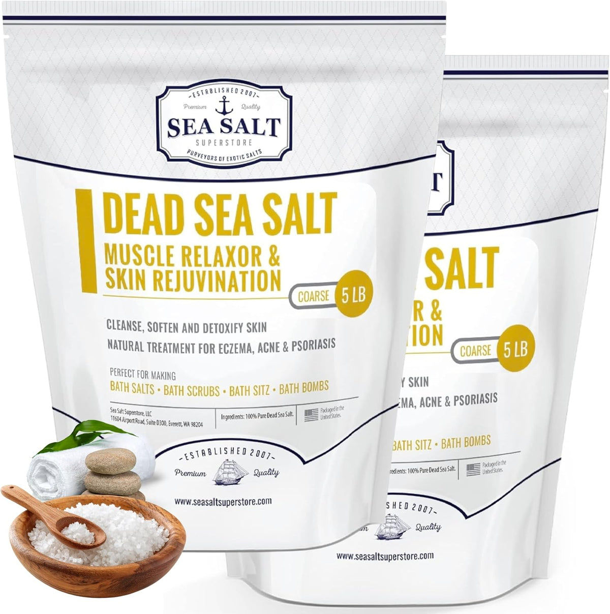 Dead Sea Salt, Coarse - 10 lb Pouch, package front view