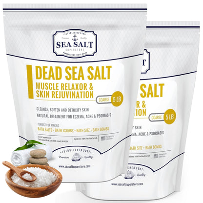 Dead Sea Bath Salt, Coarse - 5 lb Bag 2-Pack