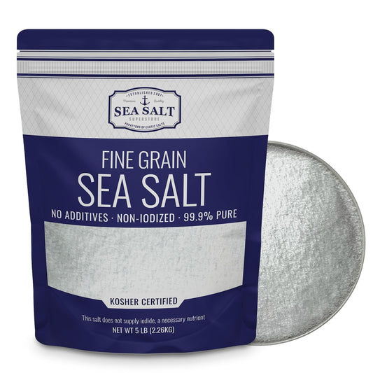 Fine Grain Sea Salt - 5 lb Bag, package front view