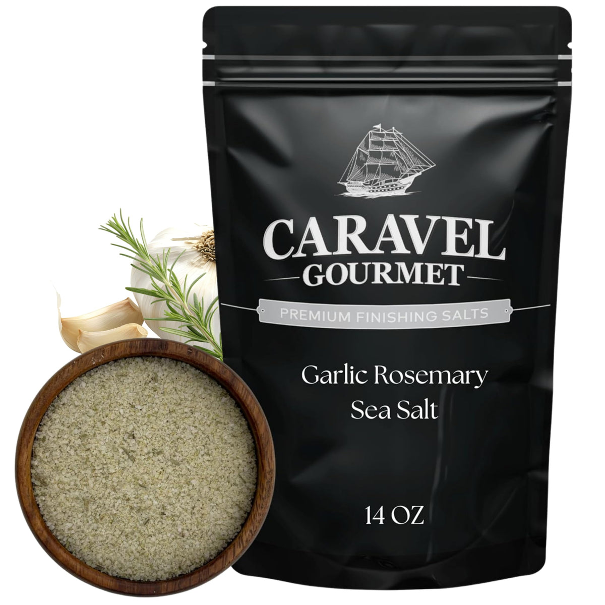 Garlic Rosemary Sea Salt - 14 oz Pouch