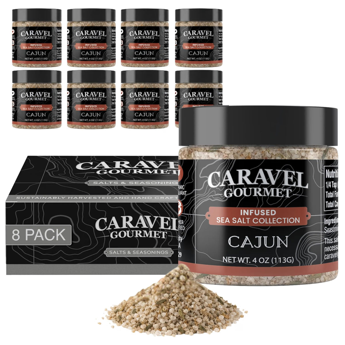 Cajun Sea Salt chef pinch jars, case of 8