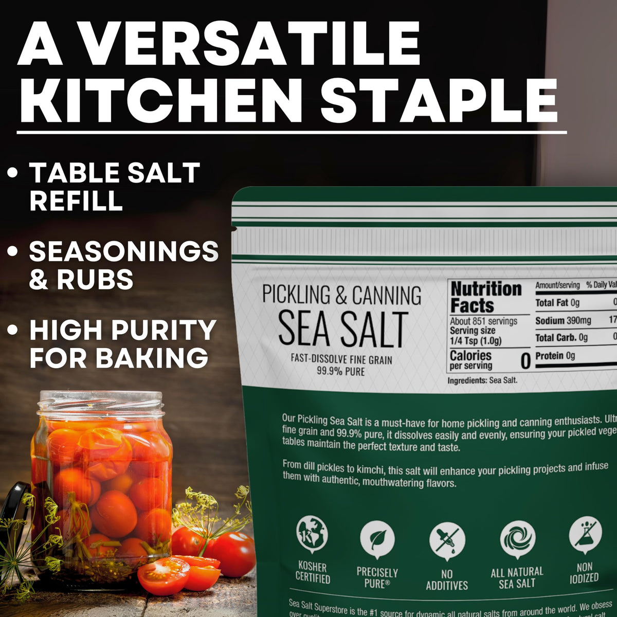 Pickling and Canning Sea Salt - 30 oz Pouch, product detail image 4