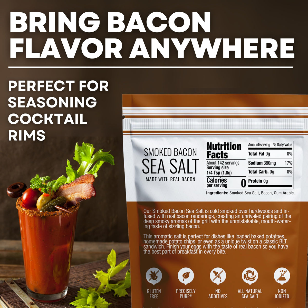 Caravel Gourmet Smoked Bacon Sea Salt - 14 oz Pouch, photo 4