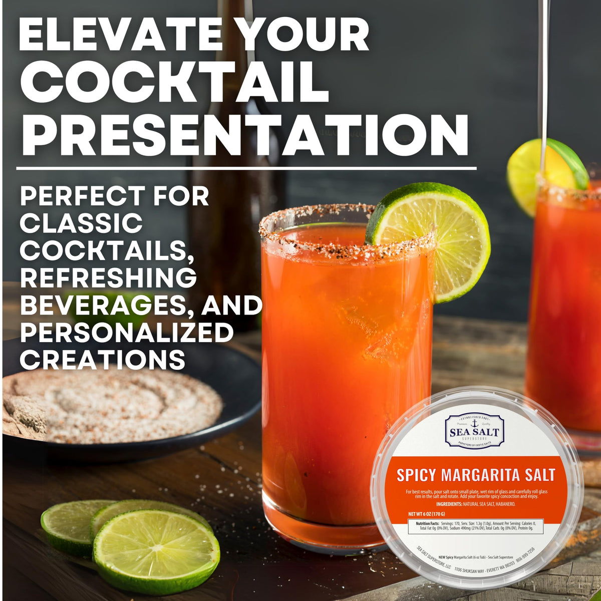Spicy Margarita Sea Salt - 6 oz Tub, product detail image 4