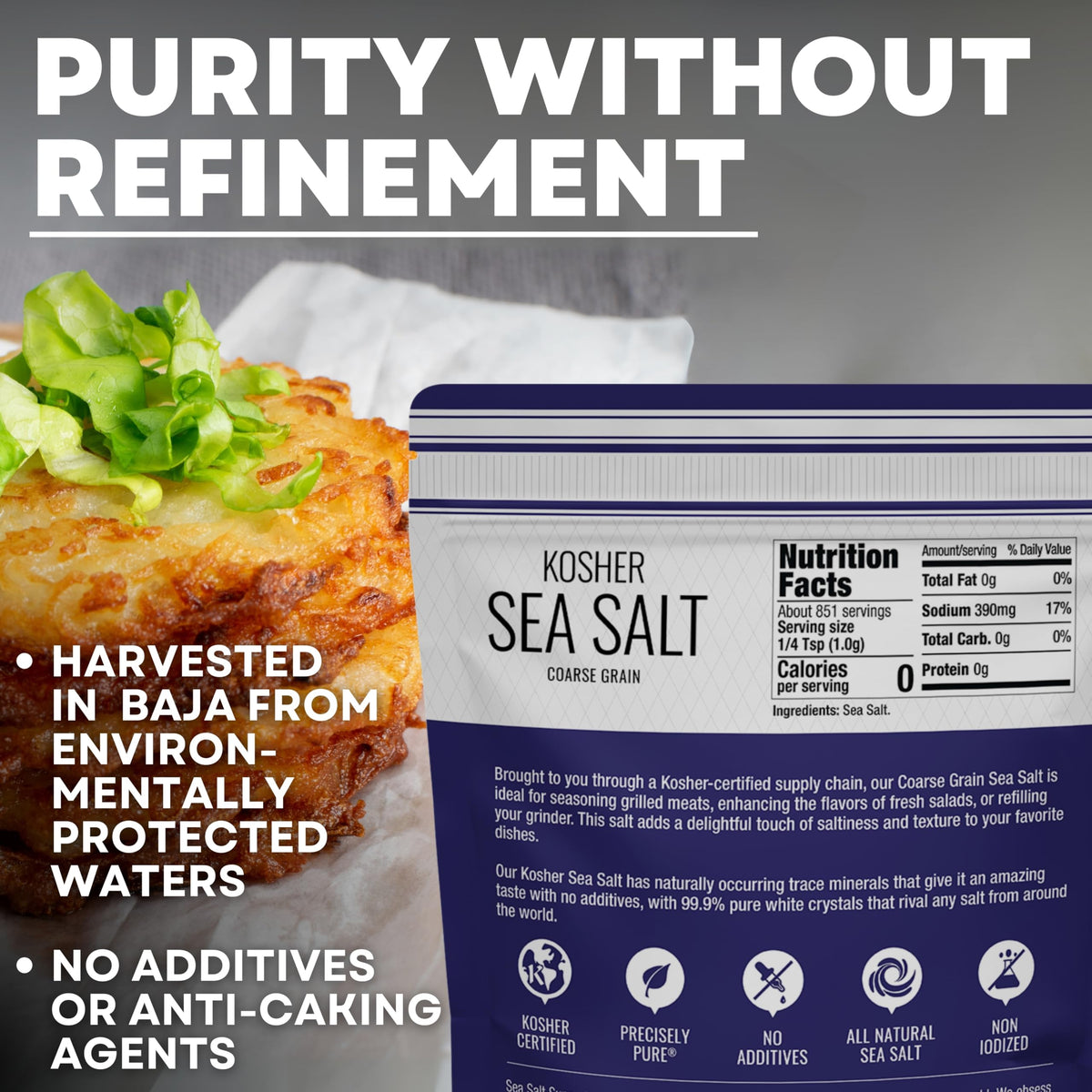 Kosher Coarse Grain Sea Salt - 30 oz Pouch, product detail image 4