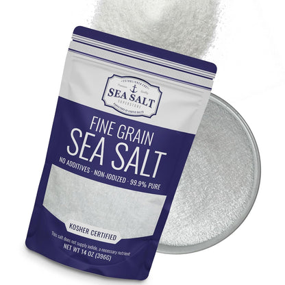 Fine Grain Sea Salt 14 oz Pouch, package front view