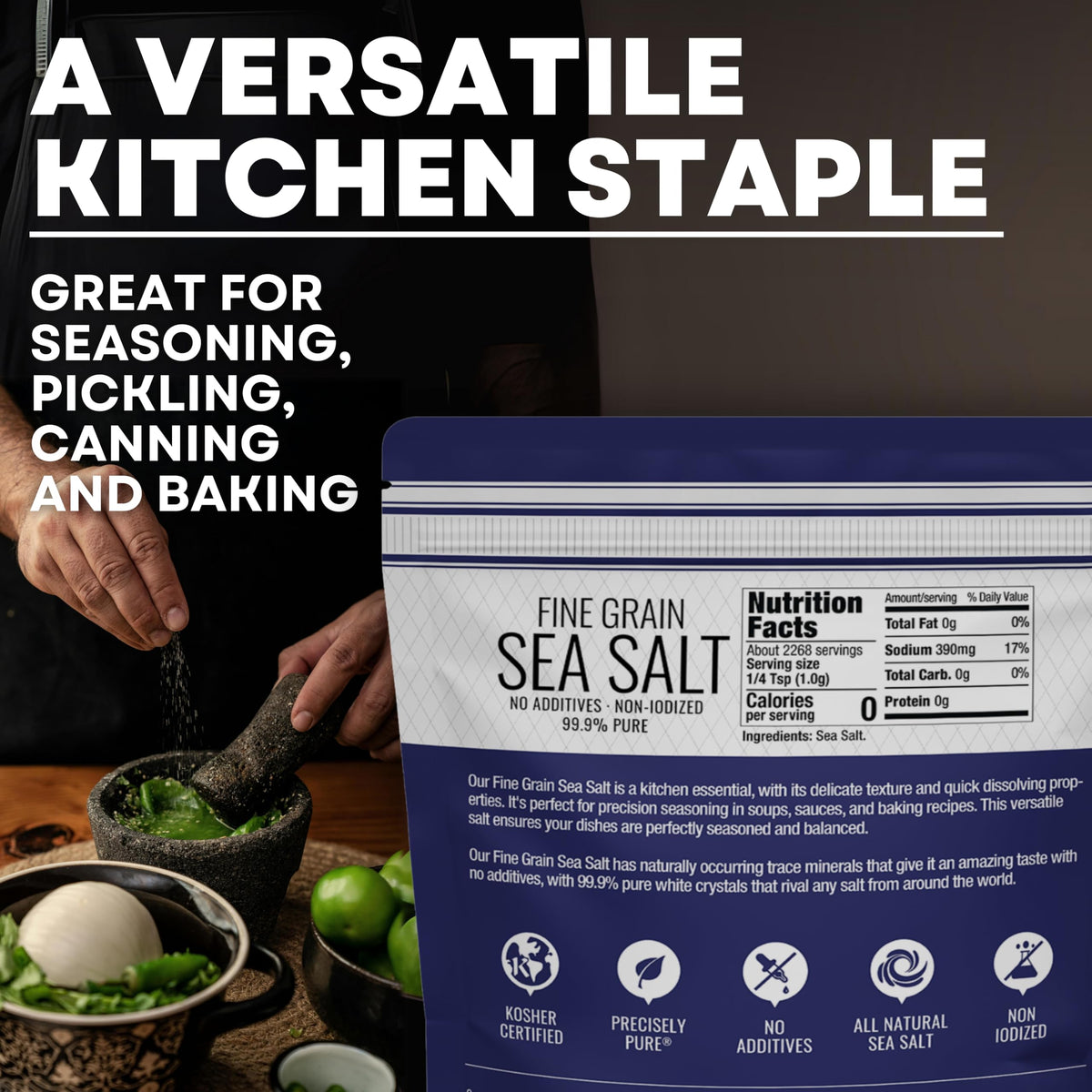 Fine Grain Sea Salt - 5 lb Bag, product detail image 4