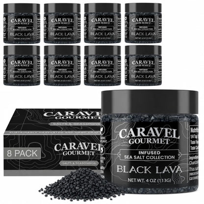 Caravel Gourmet Hawaiian Style Black Lava Sea Salt Chef Pinch Jars, Case of 8