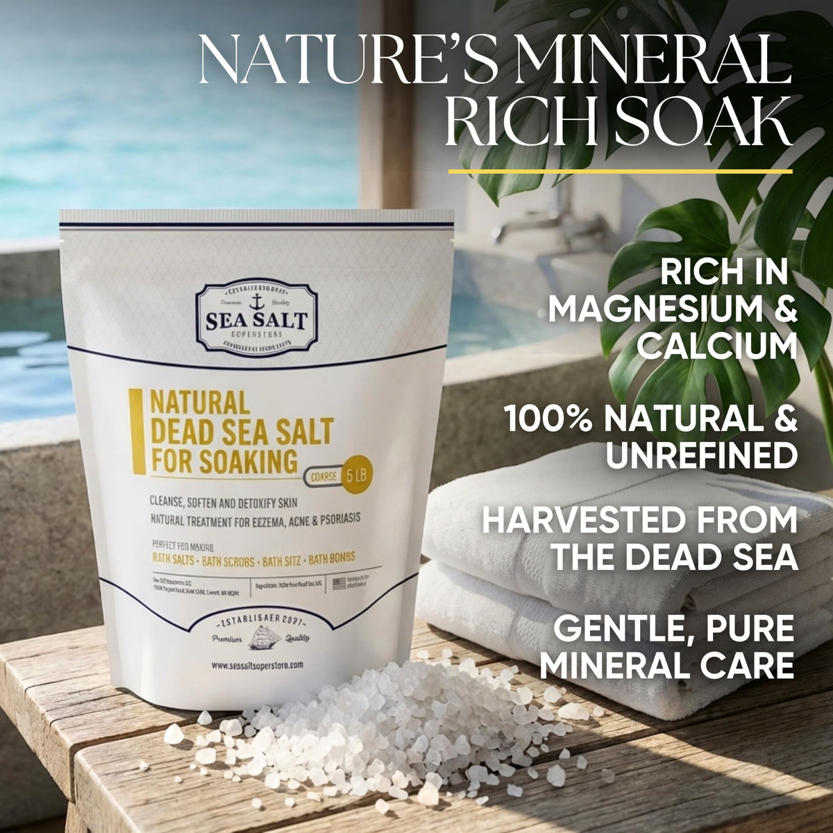 Dead Sea Bath Salt, Coarse - 5 lb Bag 2-Pack