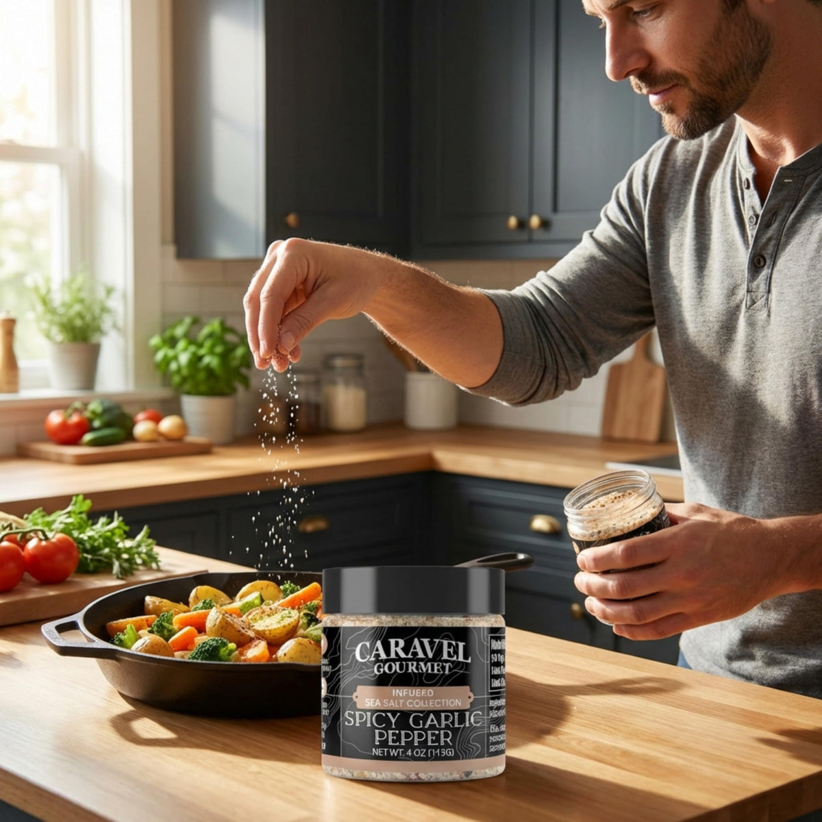 Spicy Garlic Pepper Sea Salt - 4 oz Chef Jar