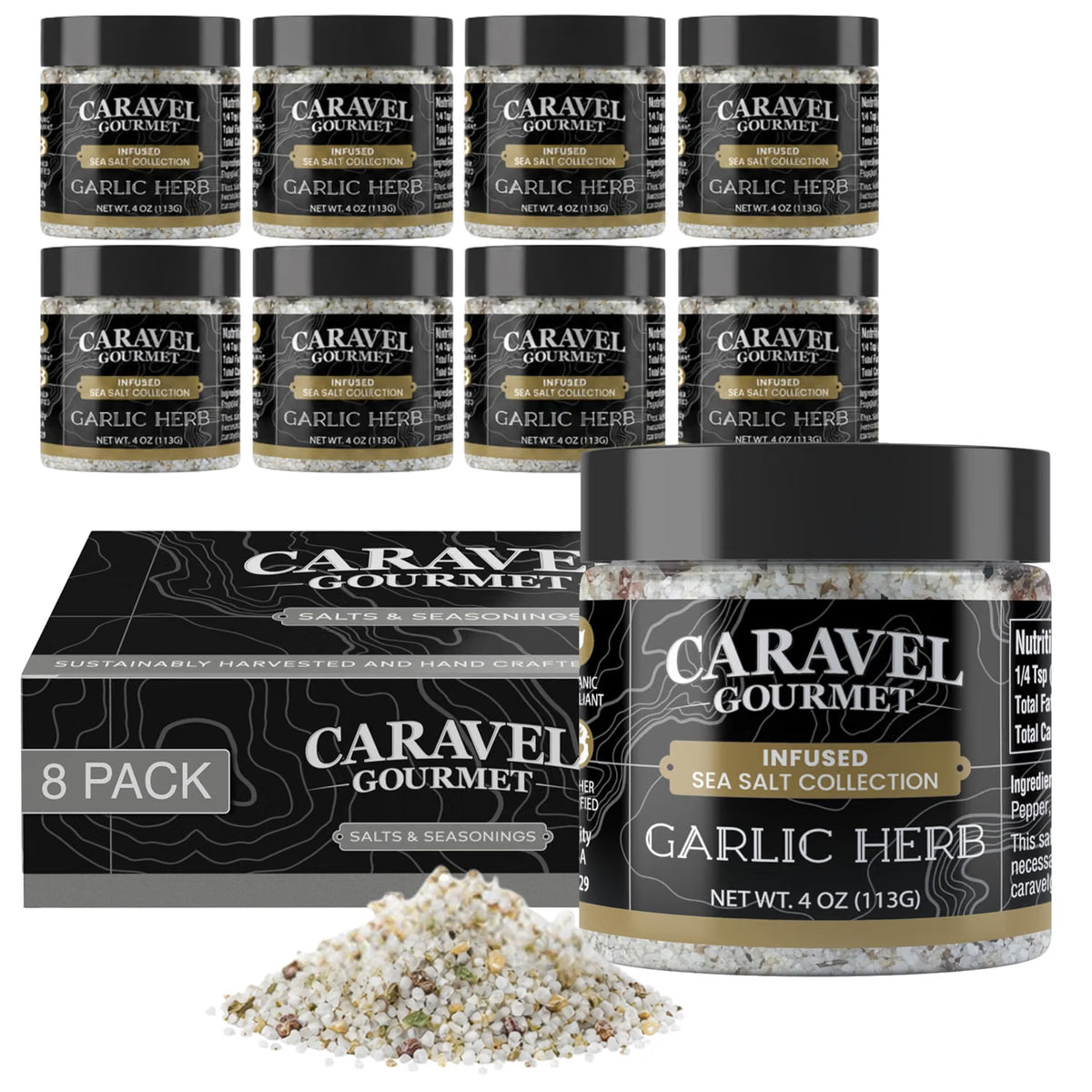Garlic Herb Sea Salt chef pinch jars, case of 8