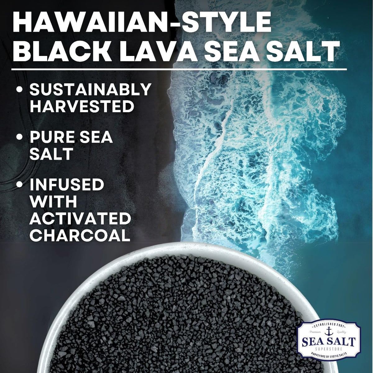 Black Lava Sea Salt - 30 oz Pouch, product detail image 2