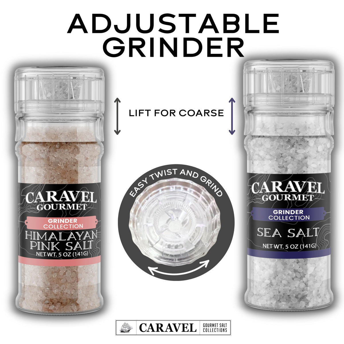Sea Salt & Himalayan Pink Salt Grinder Set (2-Pack)
