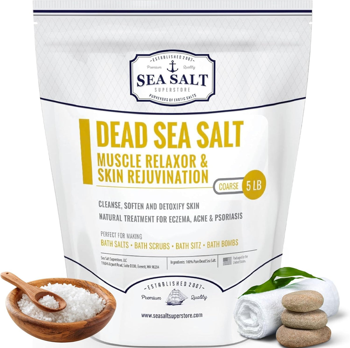 Dead Sea Salt, Fine - 5 lb Bag, package front view