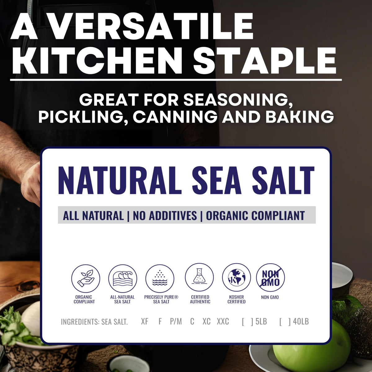 Coarse Grain Sea Salt 40 Pound Bag, product detail image 4
