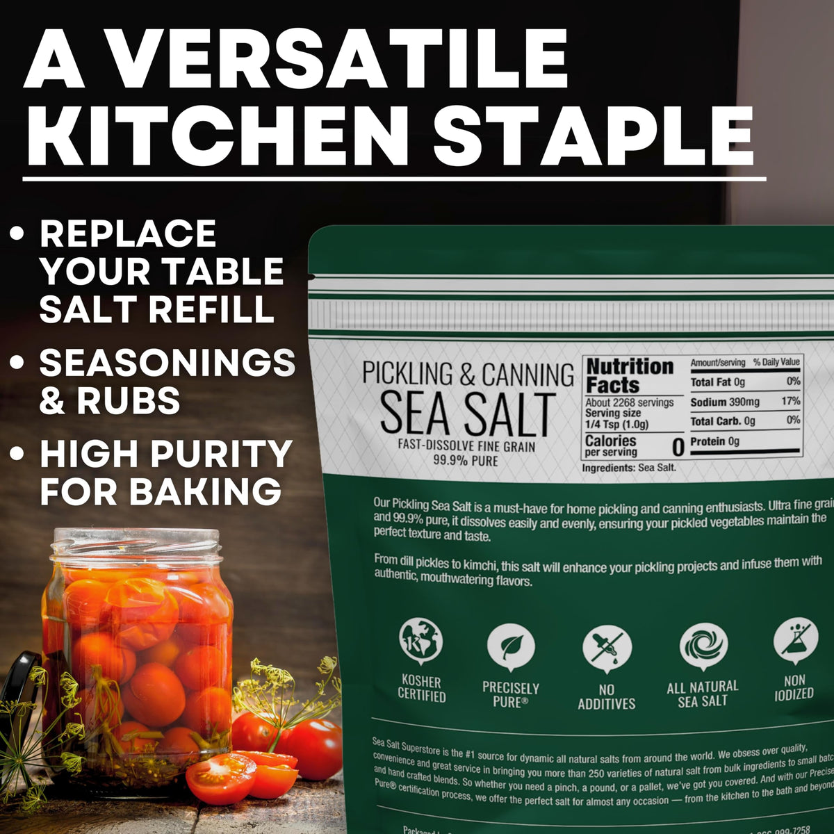 Pickling and Canning Sea Salt - 10 lb Pouch, product detail image 4