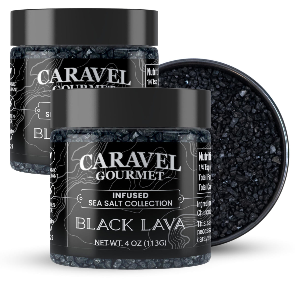 Black Lava Sea Salt - 4 oz Chef Jar 2-Pack