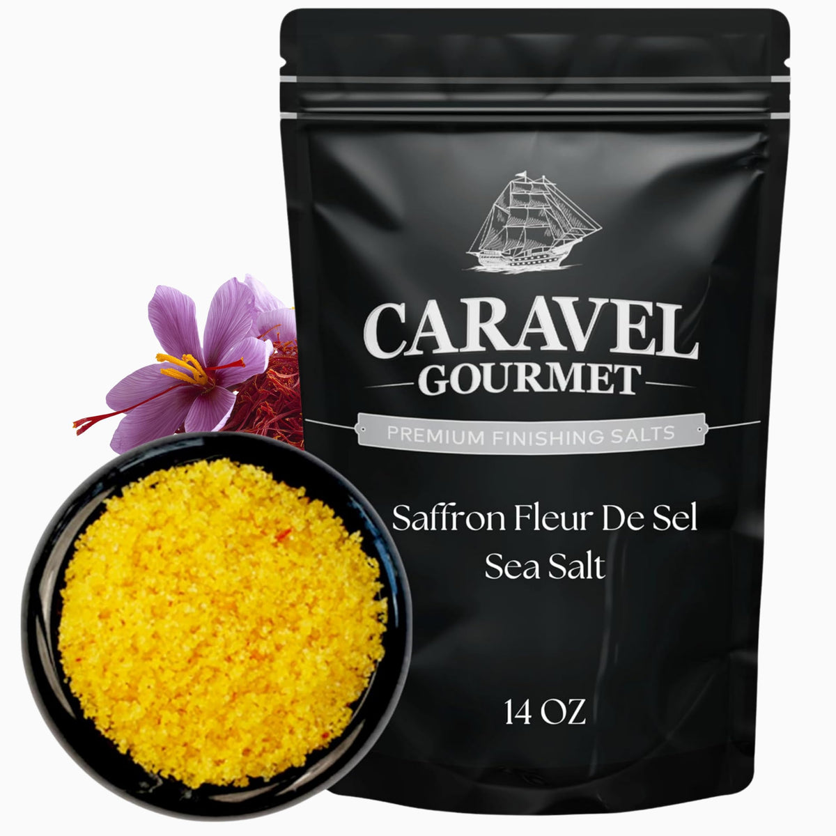 Saffron Fleur de Sel - 14 oz Pouch