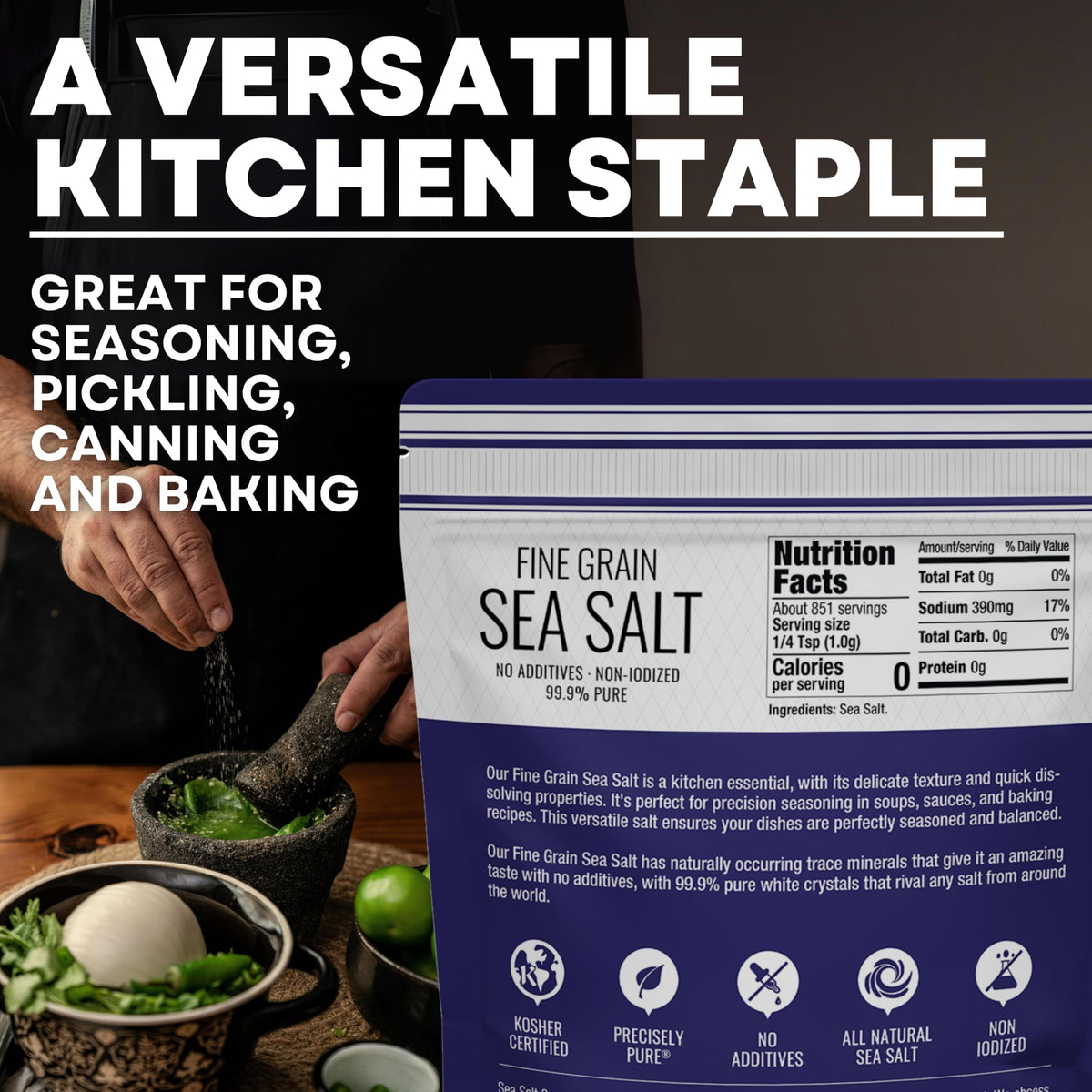 Sea Salt Fine Grain - 30 oz Pouch, product detail image 4