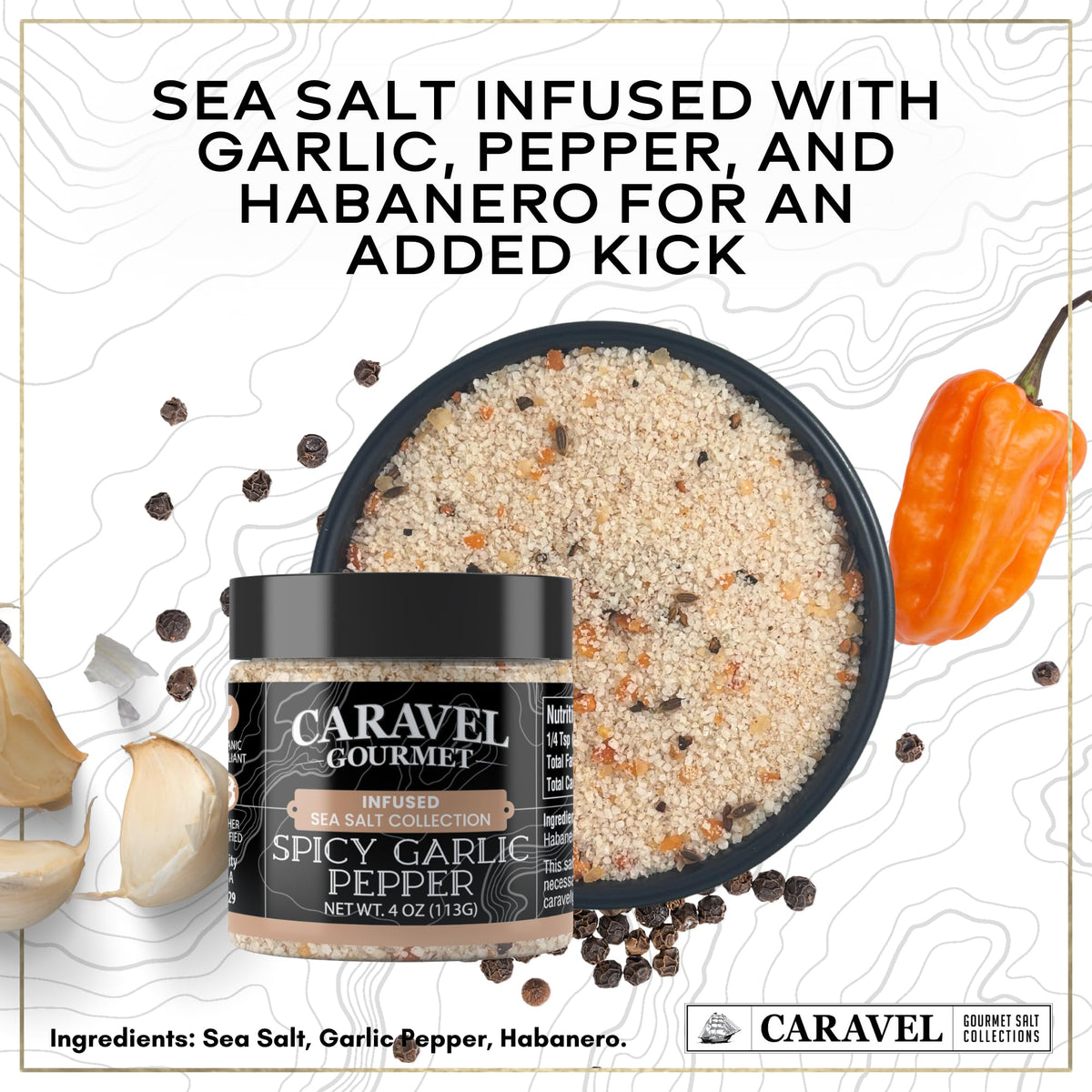 Garlic Sea Salt Gift Set - Garlic Herb, Spicy Garlic Pepper & More (3-Pack)