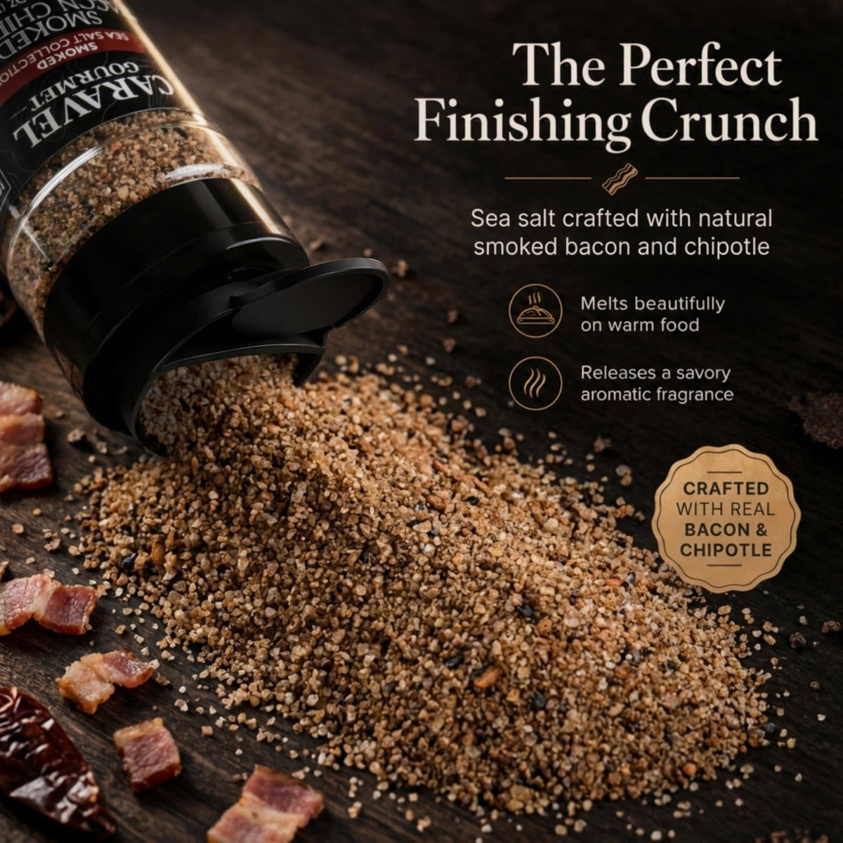 Smoked Bacon Chipotle Sea Salt - Shaker - Case Pack - 8 units, product detail image 3