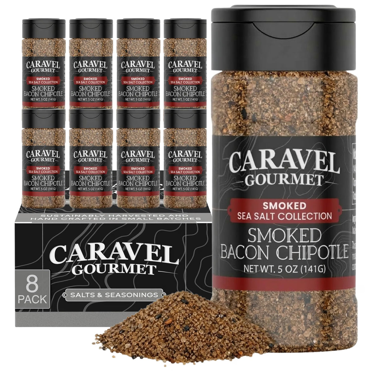 Smoked Bacon Sea Salt shakers, case of 8