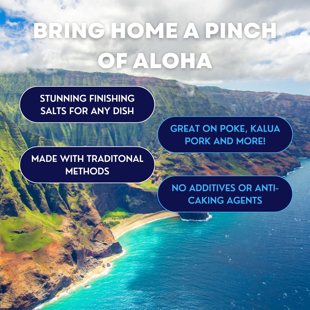 Hawaiian Sea Salt Combo - Black Lava, Alaea Red & Bamboo Jade - 14 oz Pouch 3-Pack