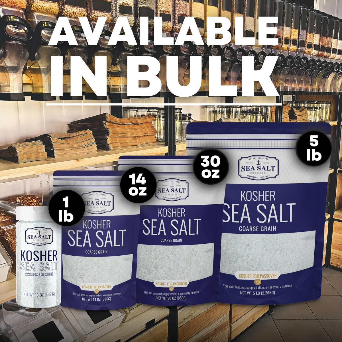 Kosher Coarse Grain Sea Salt - 30 oz Pouch, product detail image 5