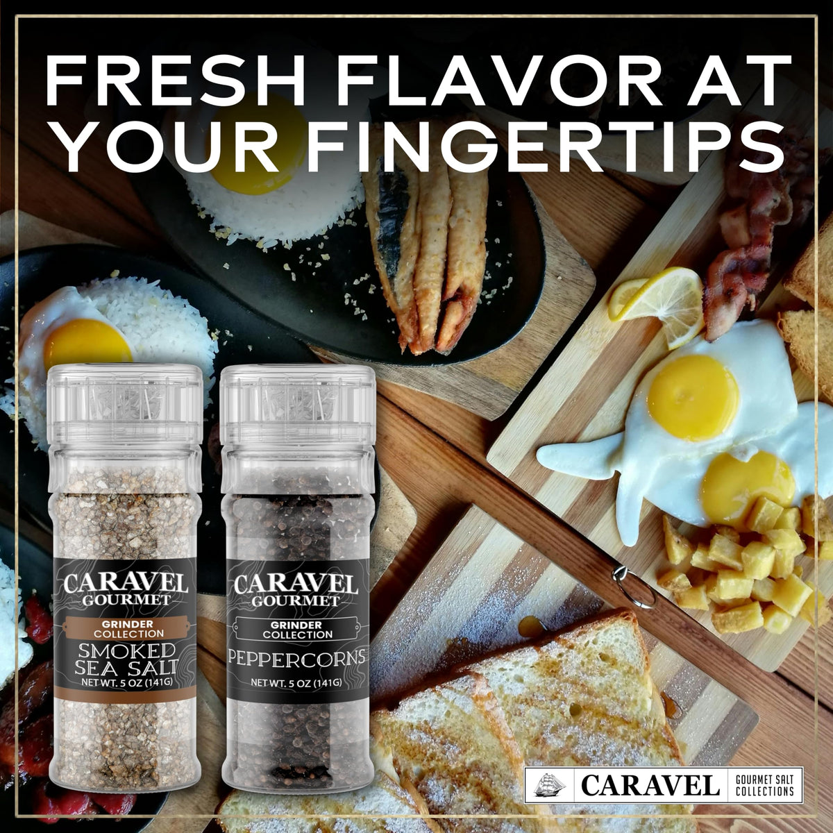 Smoked Sea Salt & Black Peppercorn Grinder Set (2-Pack)