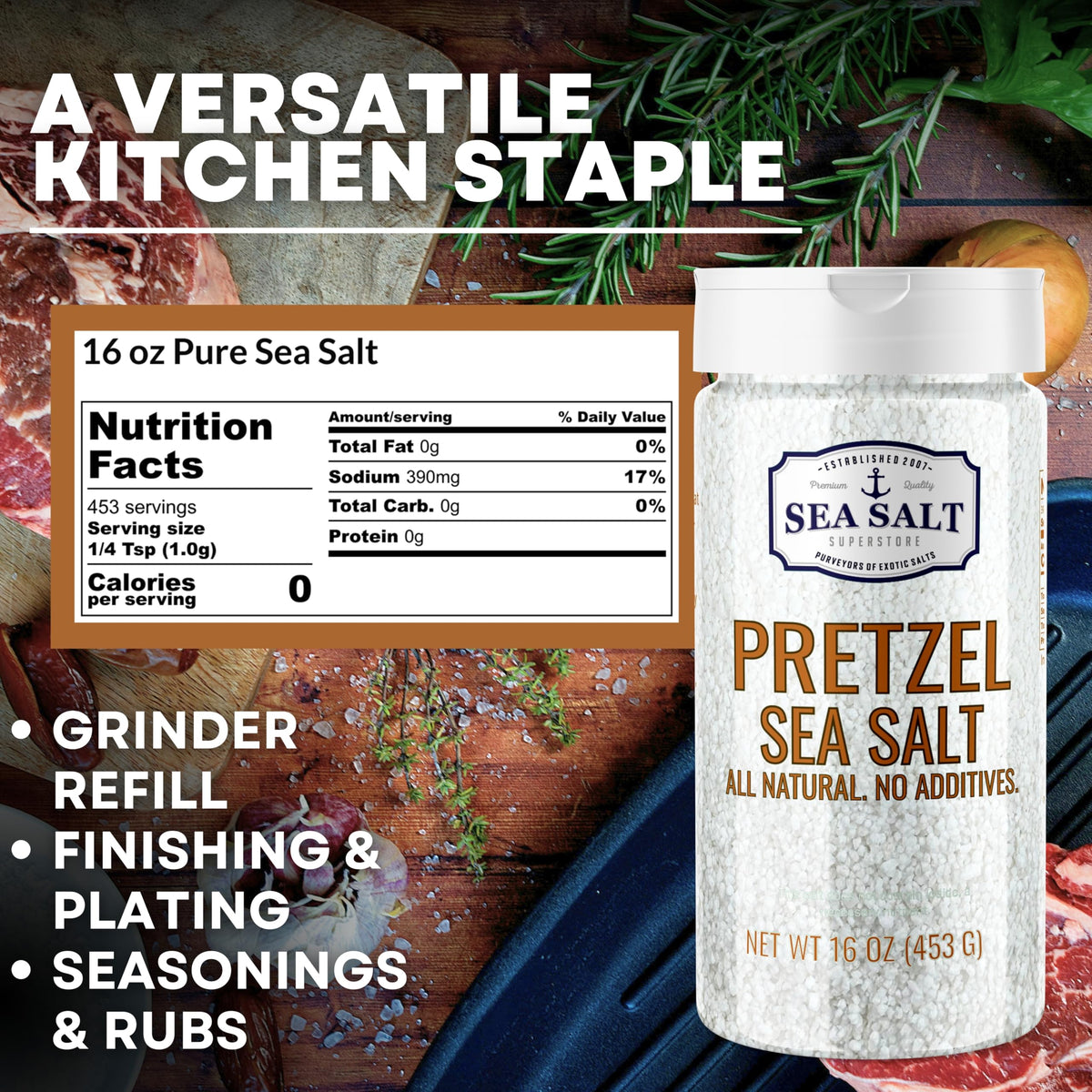 Pretzel Sea Salt - 16 oz Shaker, product detail image 4